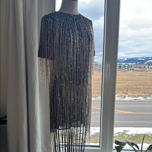 Elegant Black Fringe Dress